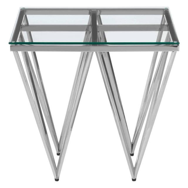 Prismatic Silver Glass End Table