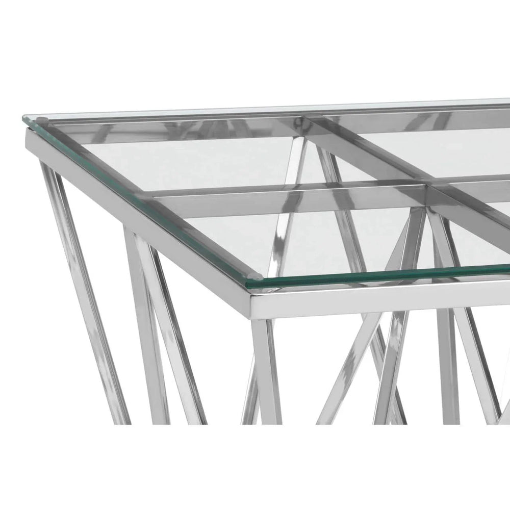 Prismatic Silver Glass End Table