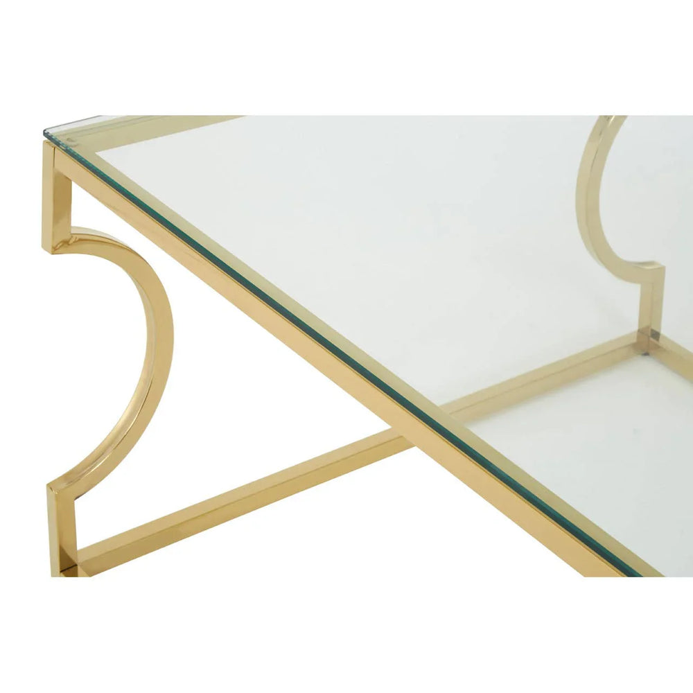 Curved Gold Frame Coffee Table