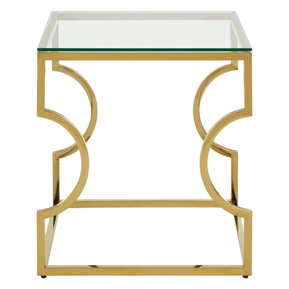 Curved Gold Glass End Table