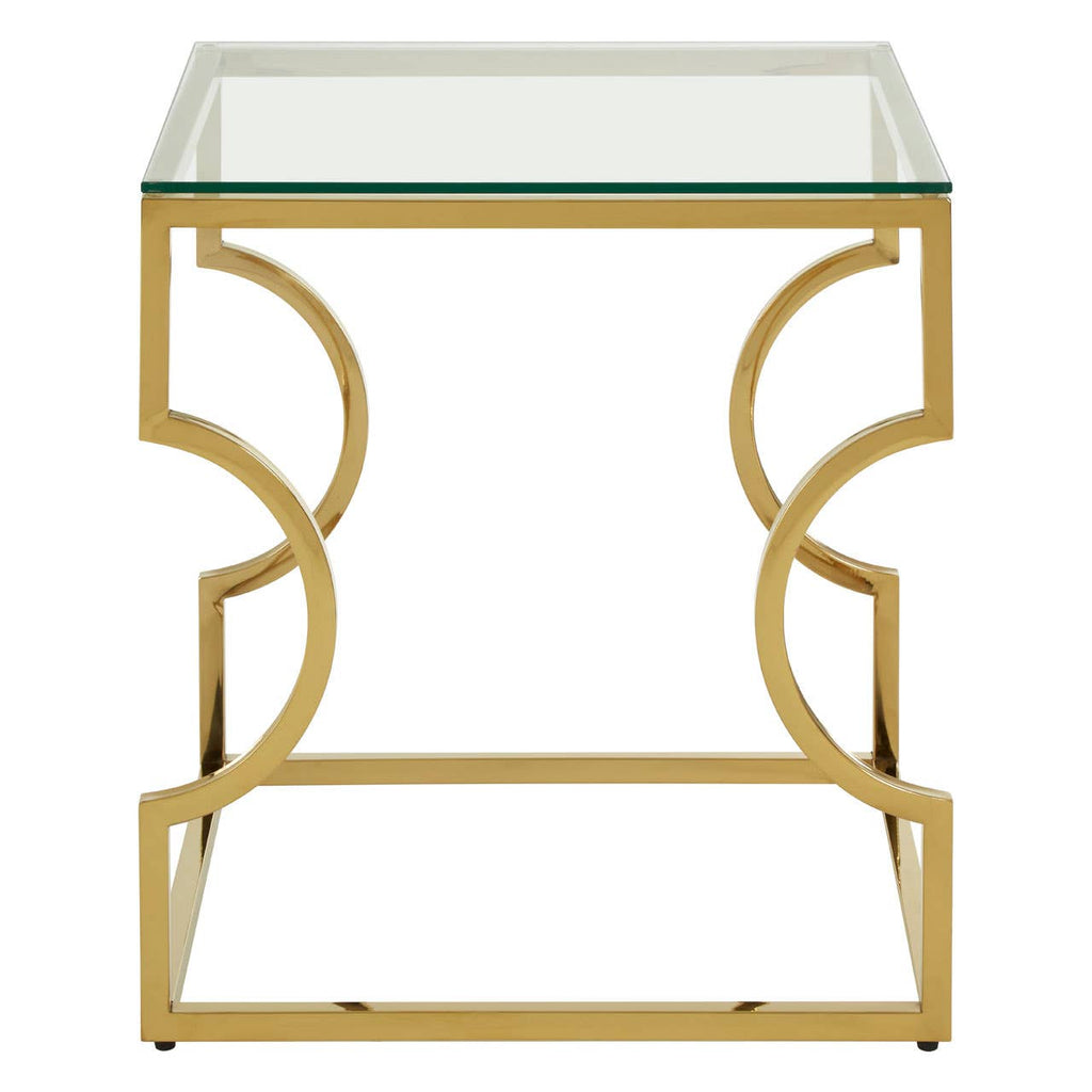 Curved Gold Glass End Table