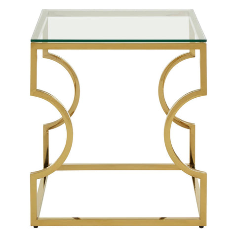 Curved Gold Glass End Table