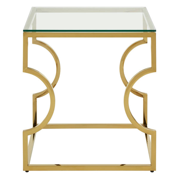 Curved Gold Glass End Table