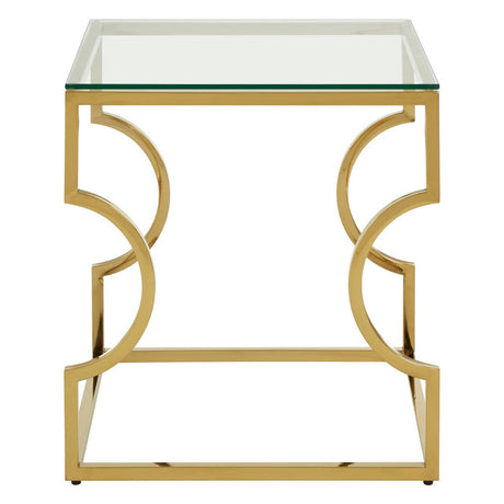 Curved Gold Glass End Table