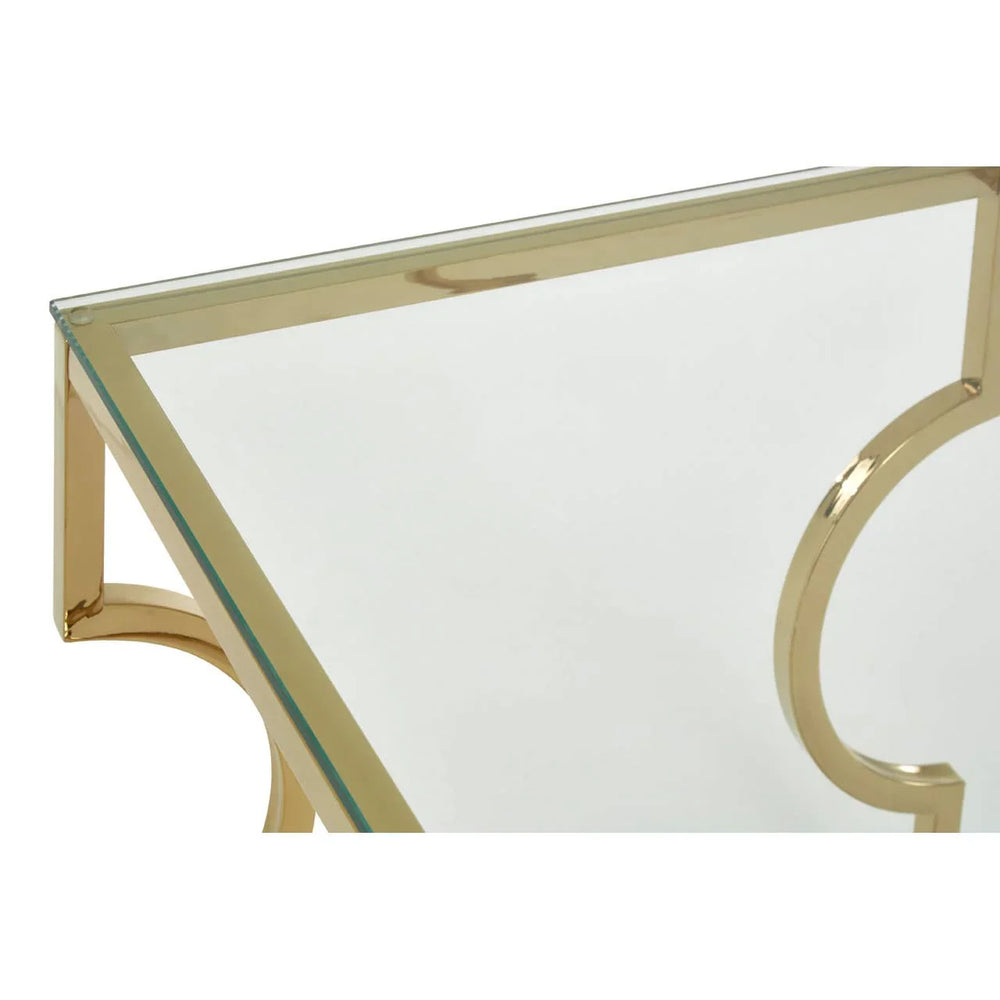 Curved Gold Glass End Table