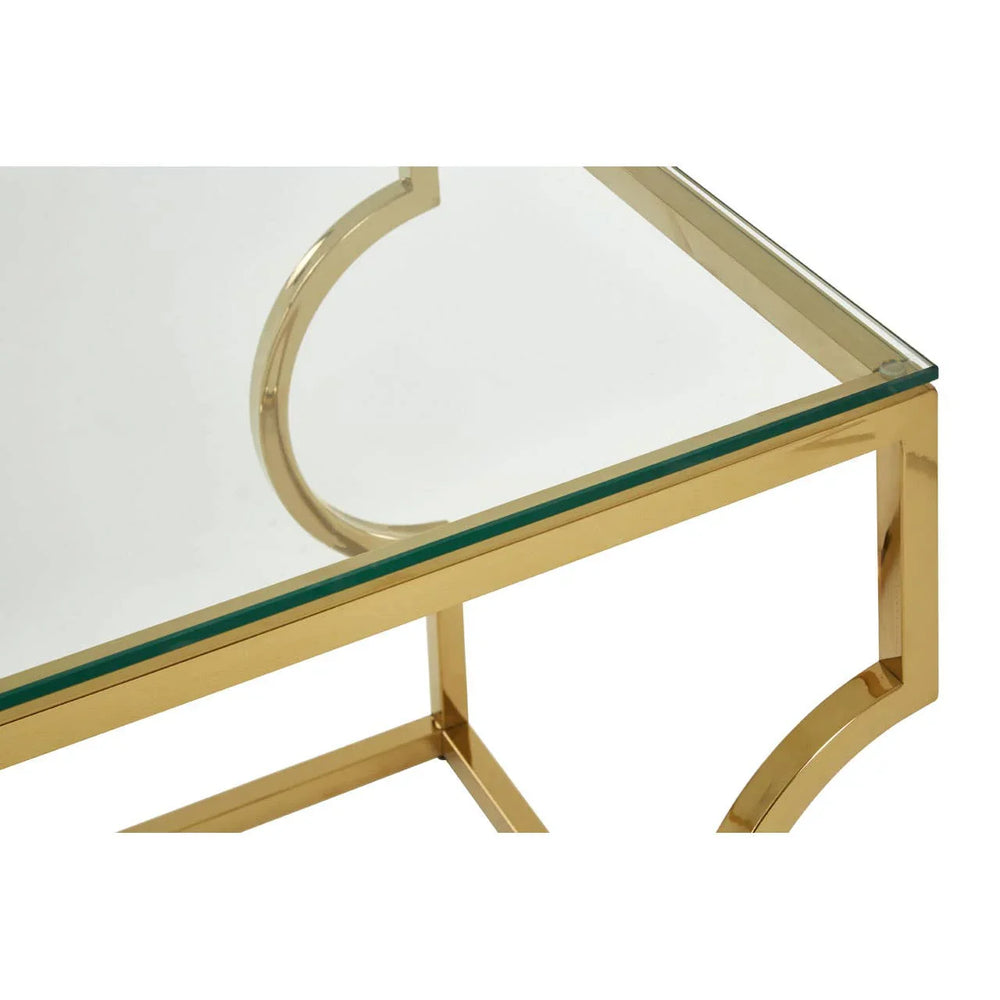 Curved Gold Glass End Table