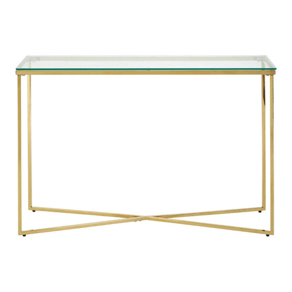 Luxury Gold Glass Console Table