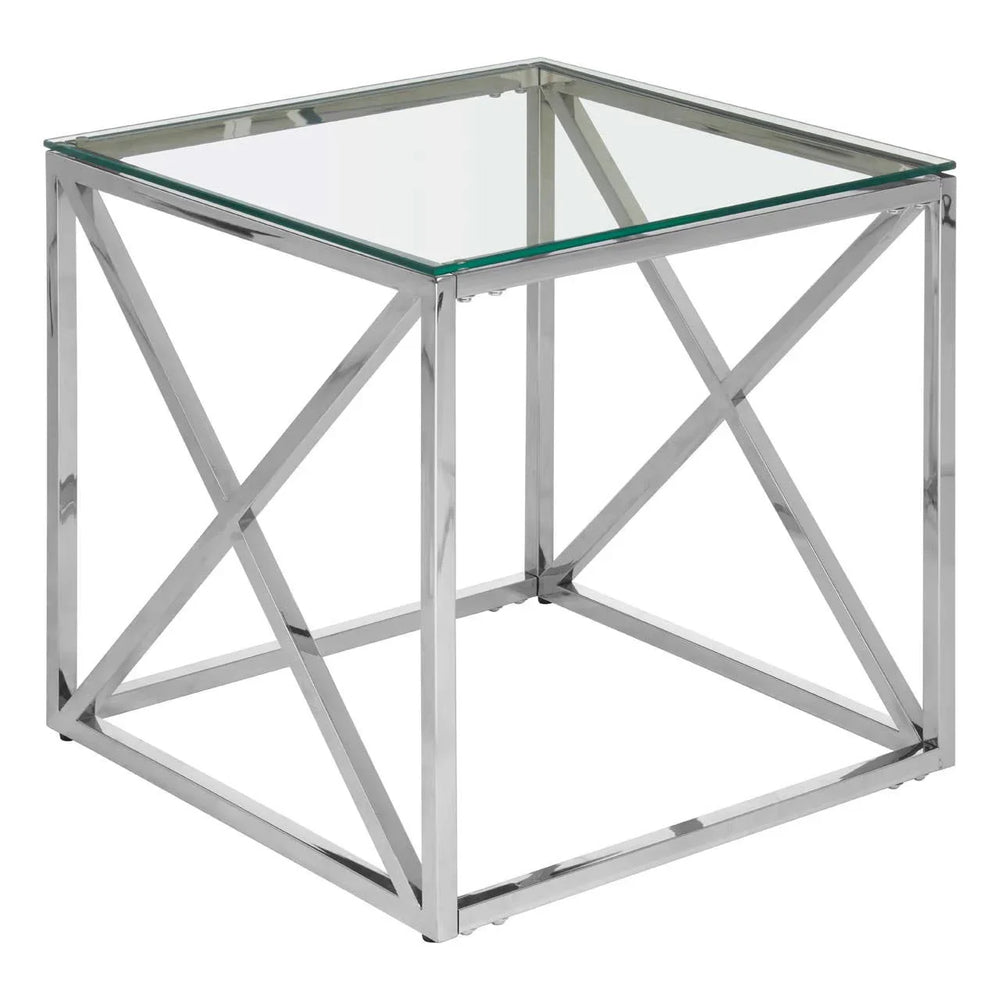 Sleek Stainless Steel End Table
