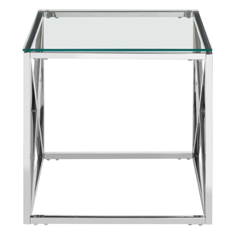 Sleek Stainless Steel End Table
