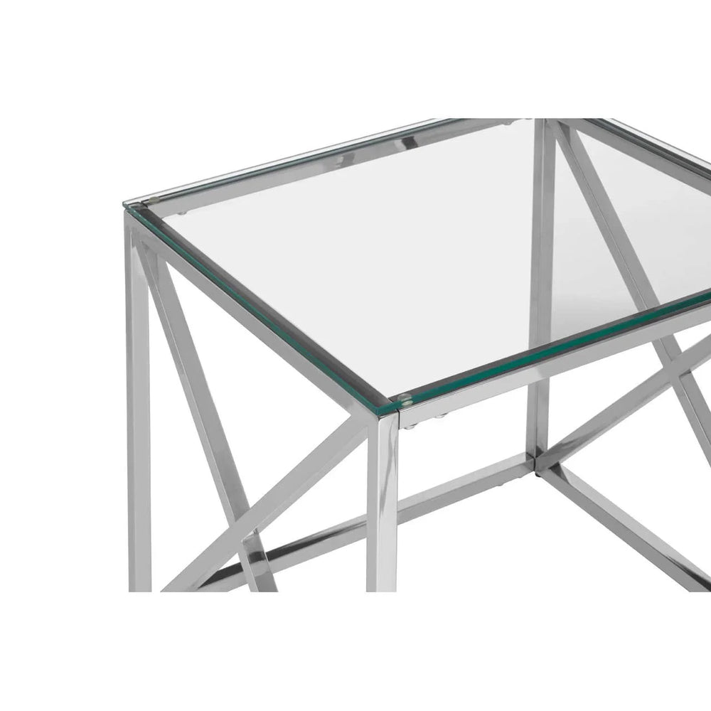 Sleek Stainless Steel End Table