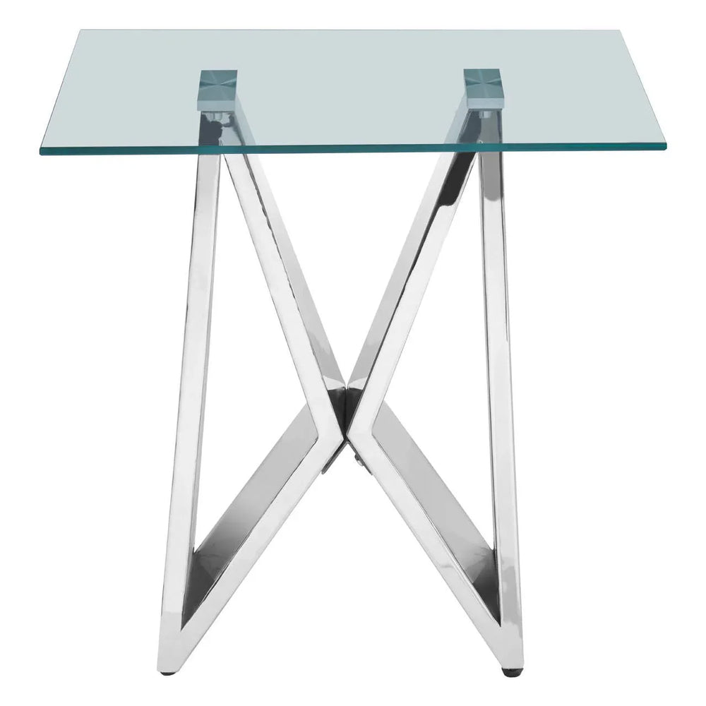 Chrome Wing Glass End Table