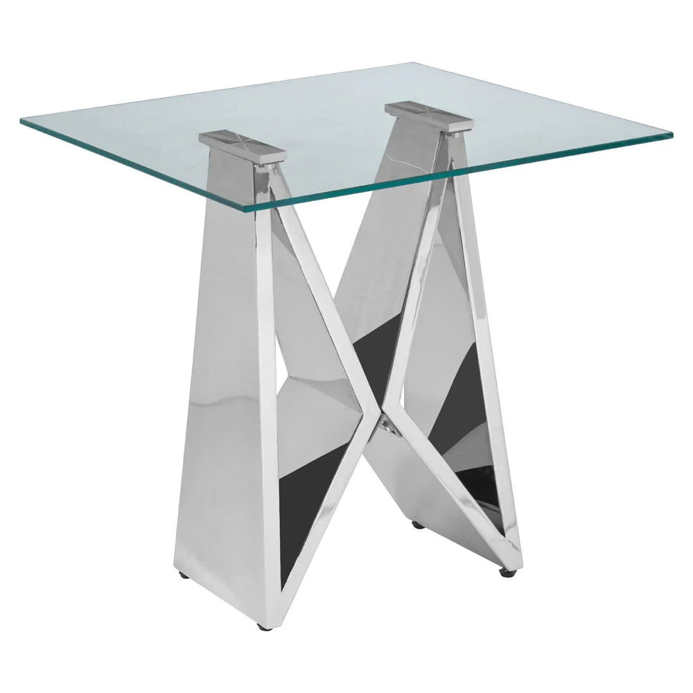 Chrome Wing Glass End Table