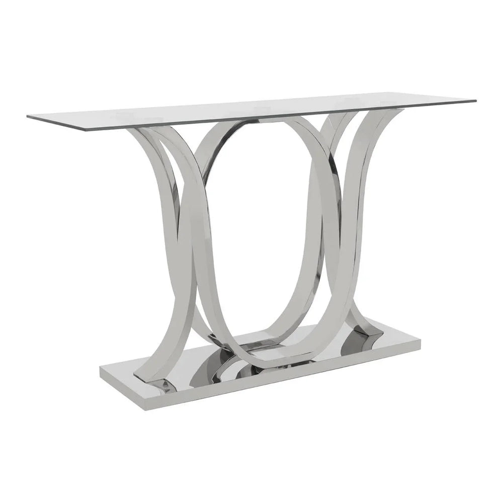Chrome Elegance Glass Console Table