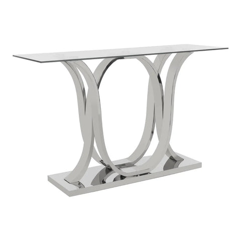 Chrome Elegance Glass Console Table