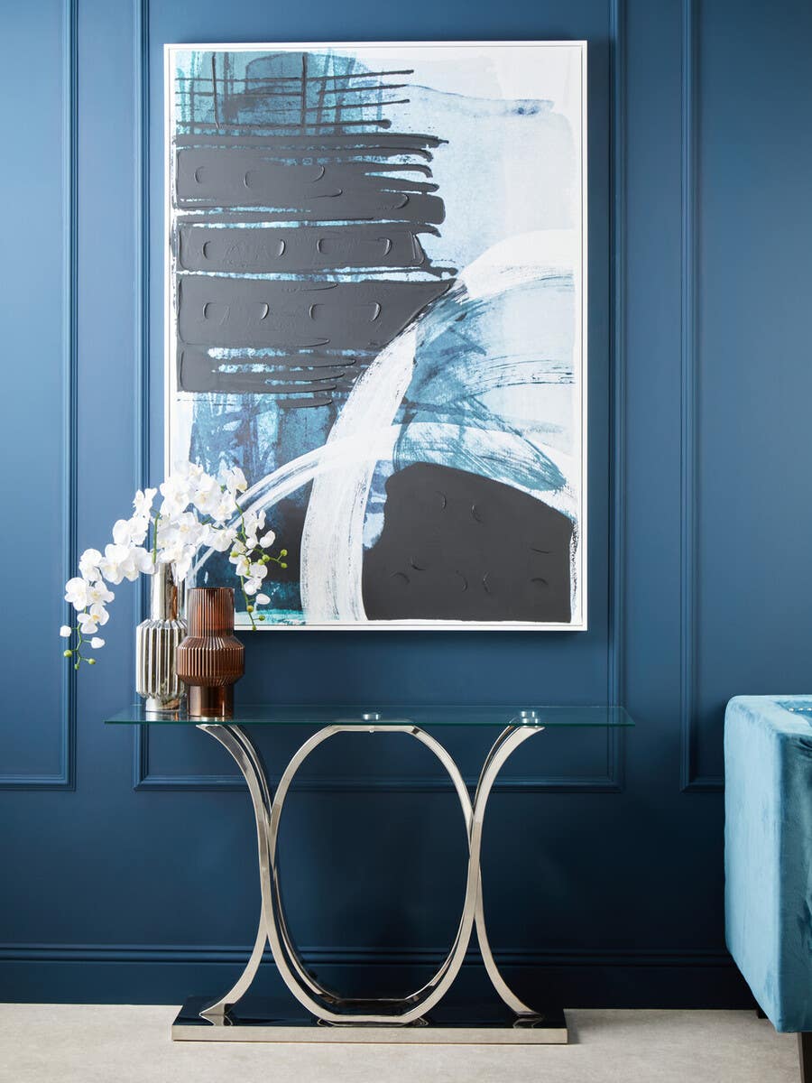 Chrome Elegance Glass Console Table