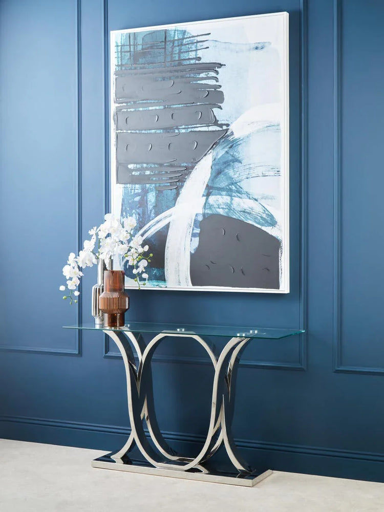 Chrome Elegance Glass Console Table