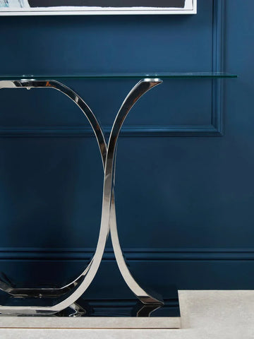 Chrome Elegance Glass Console Table