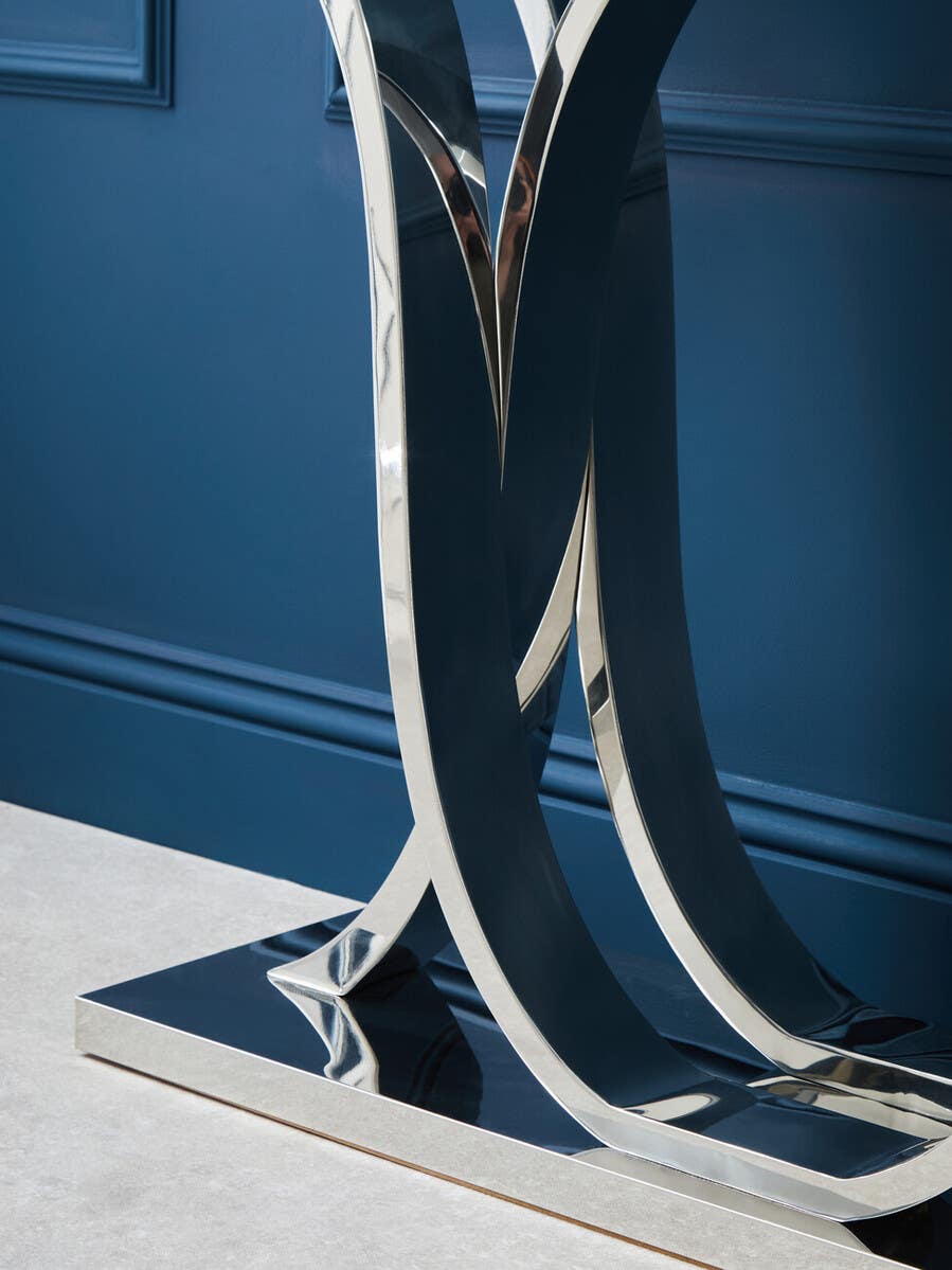 Chrome Elegance Glass Console Table