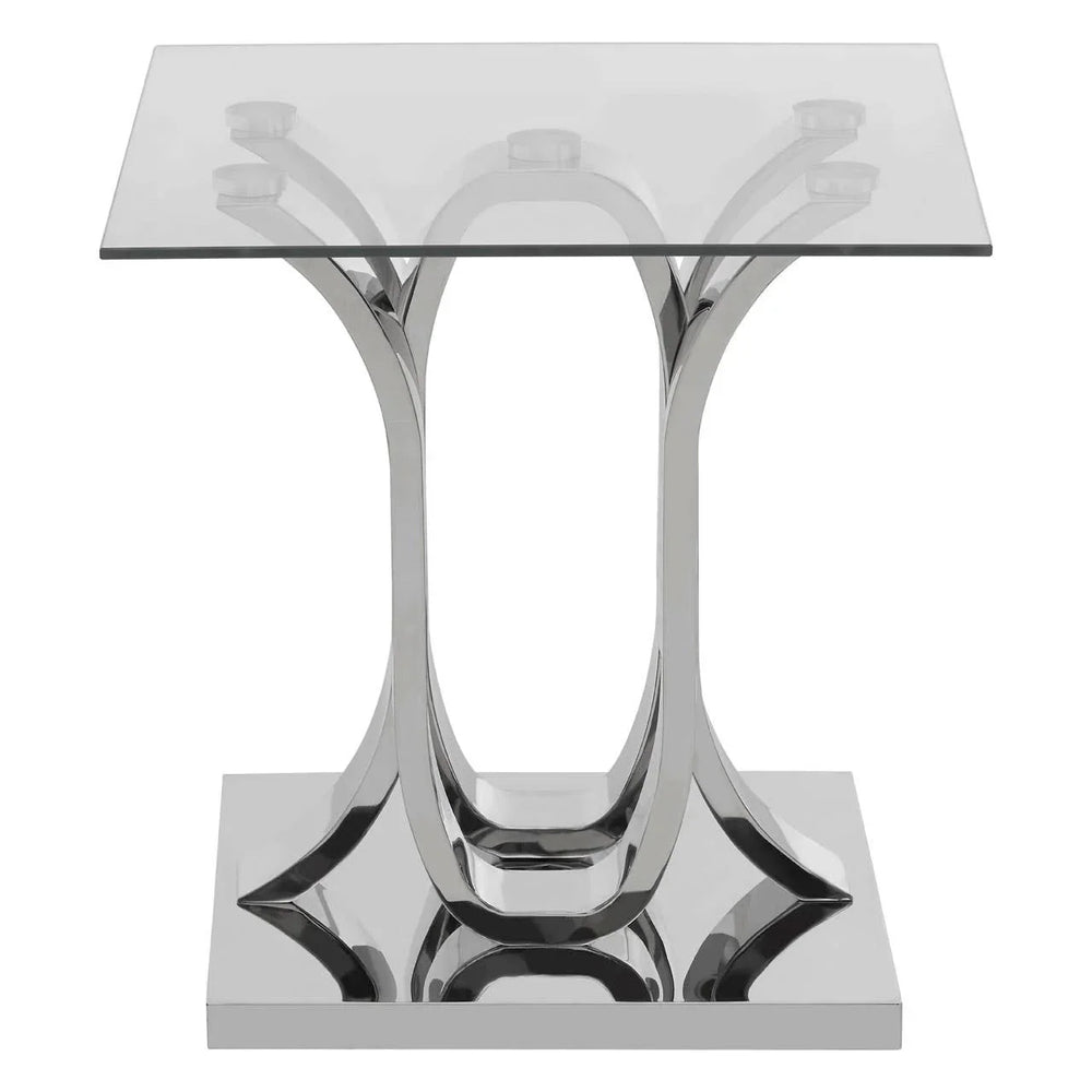 Glamour Glass Steel End Table