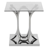 Glamour Glass Steel End Table