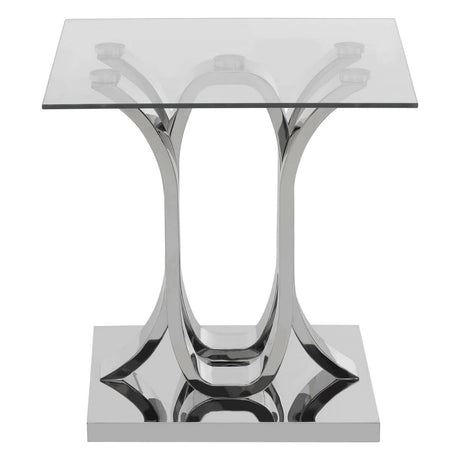 Glamour Glass Steel End Table