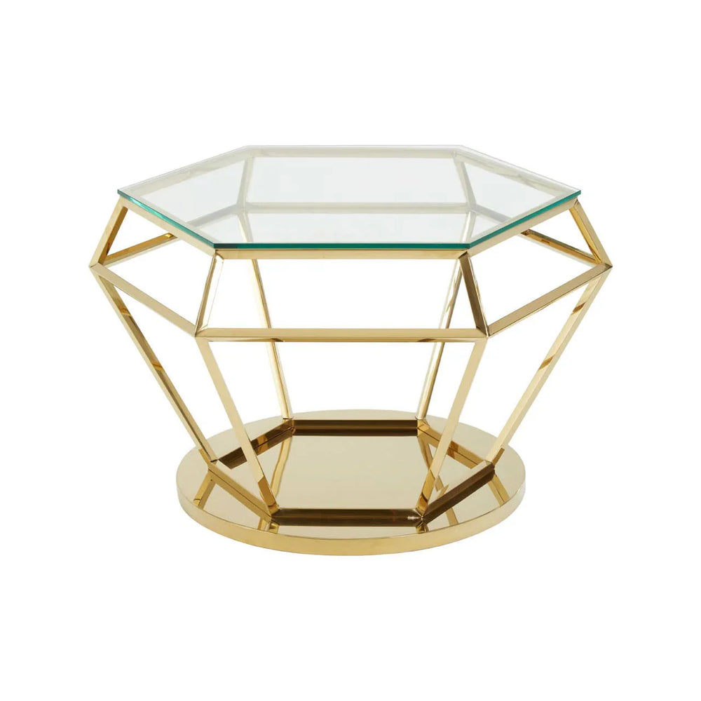 Golden Diamond Glass End Table