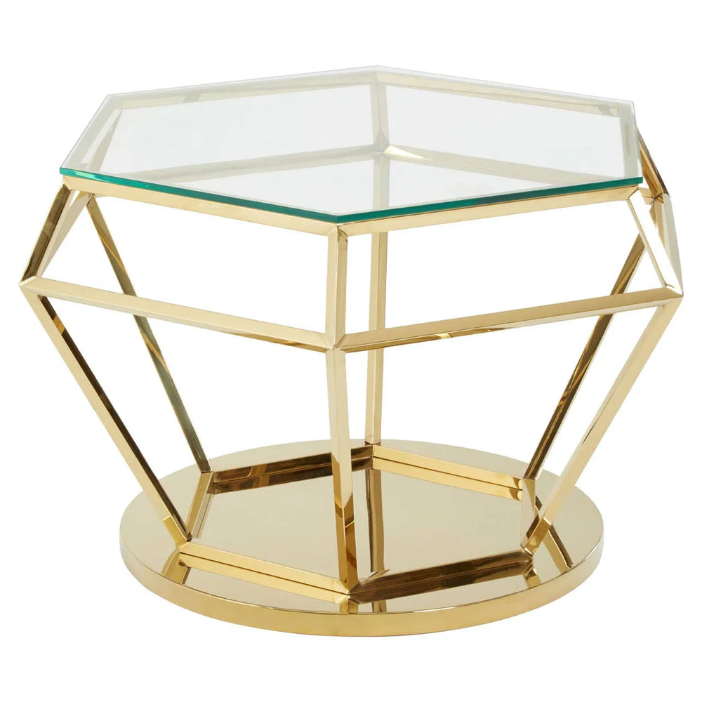 Golden Diamond Glass End Table