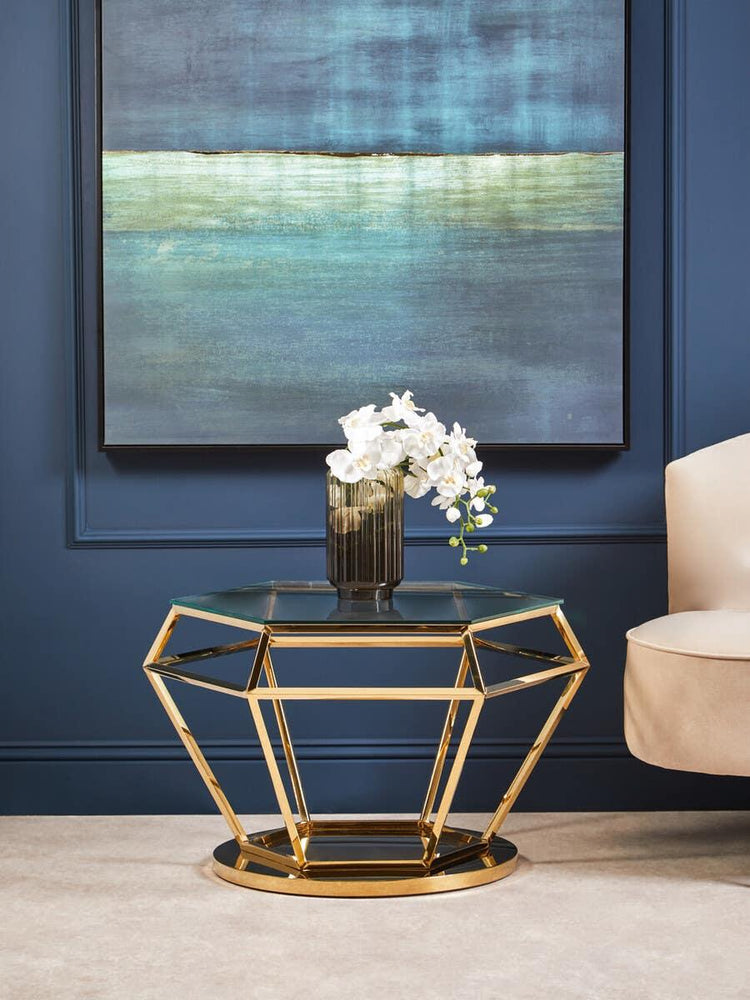 Golden Diamond Glass End Table