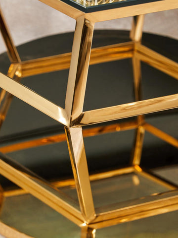 Golden Diamond Glass End Table