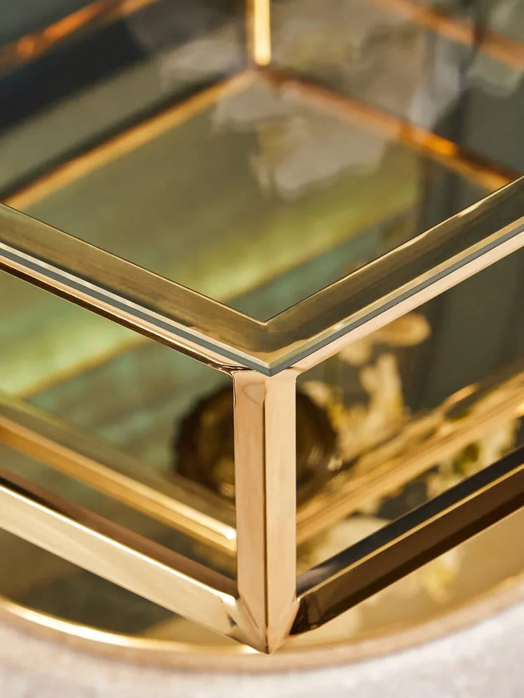 Golden Diamond Glass End Table