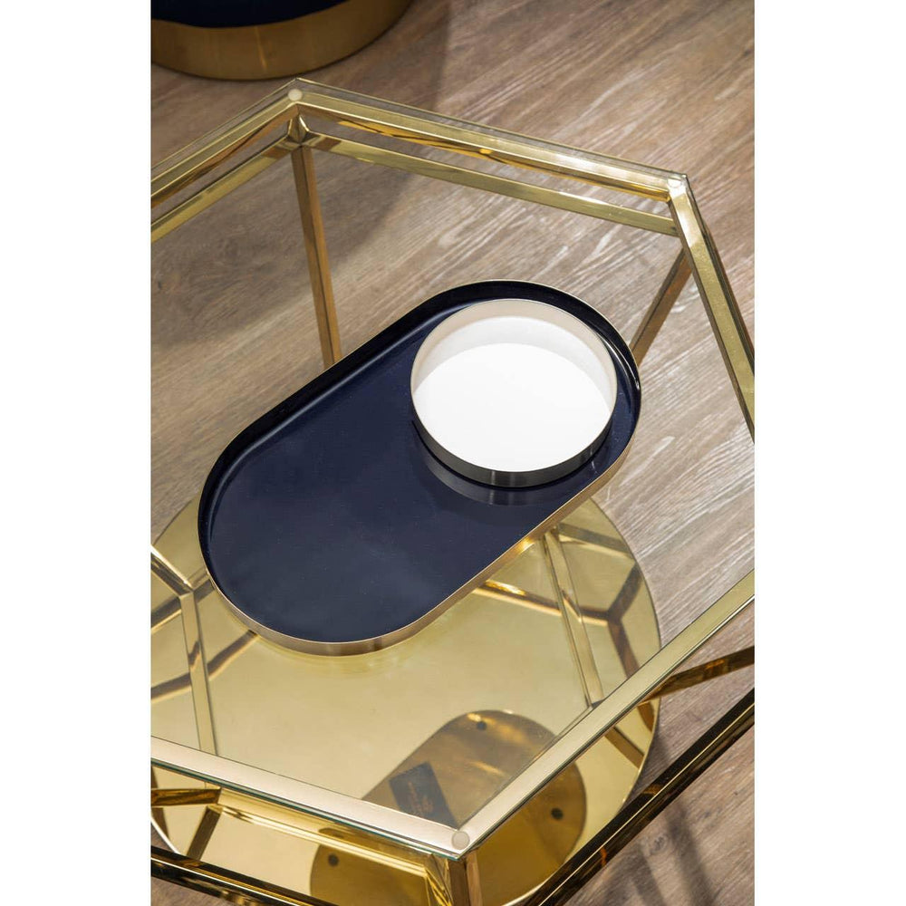Golden Diamond Glass End Table