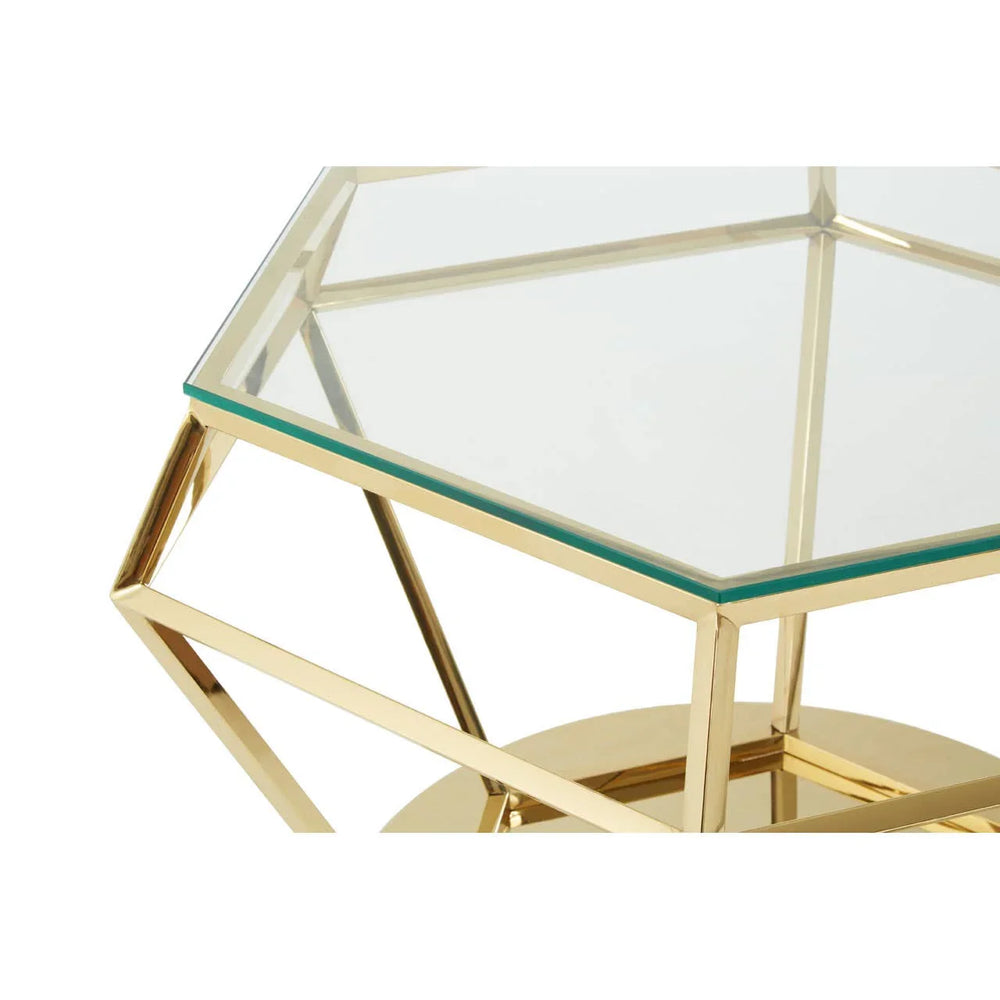 Golden Diamond Glass End Table
