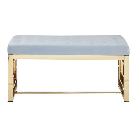Luxe Grey Velvet Bench