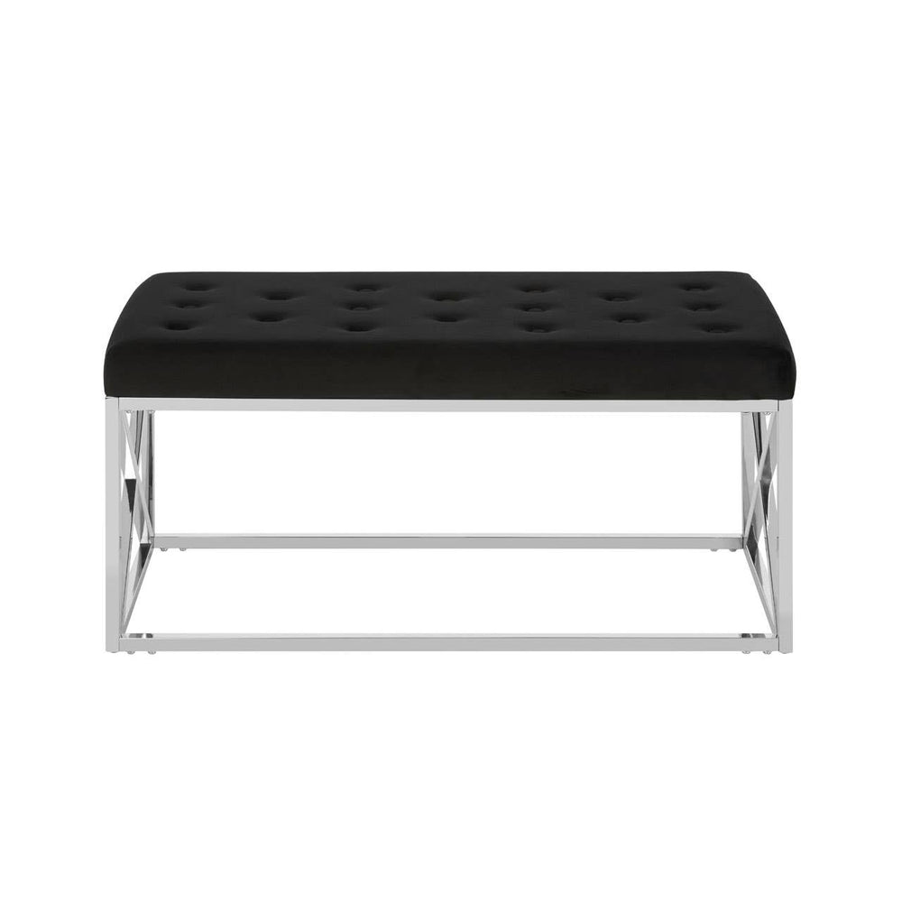 Luxe Geometric Velvet Bench