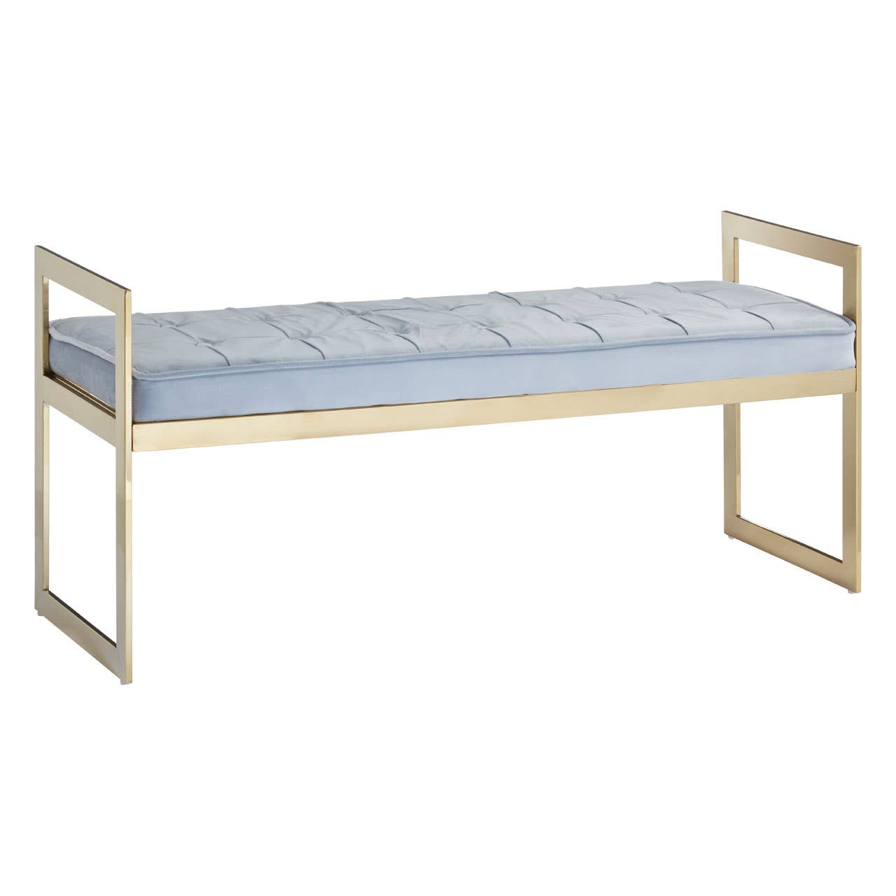 Luxe Blue Velvet Tufted Bench