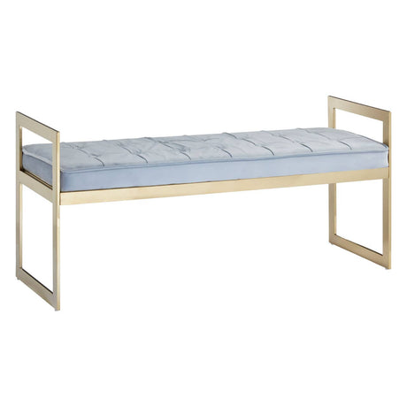 Luxe Blue Velvet Tufted Bench
