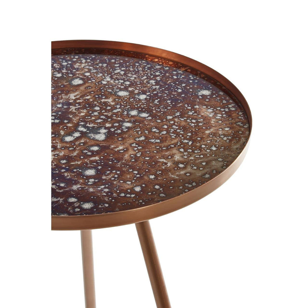 Copper Glass Top Side Table