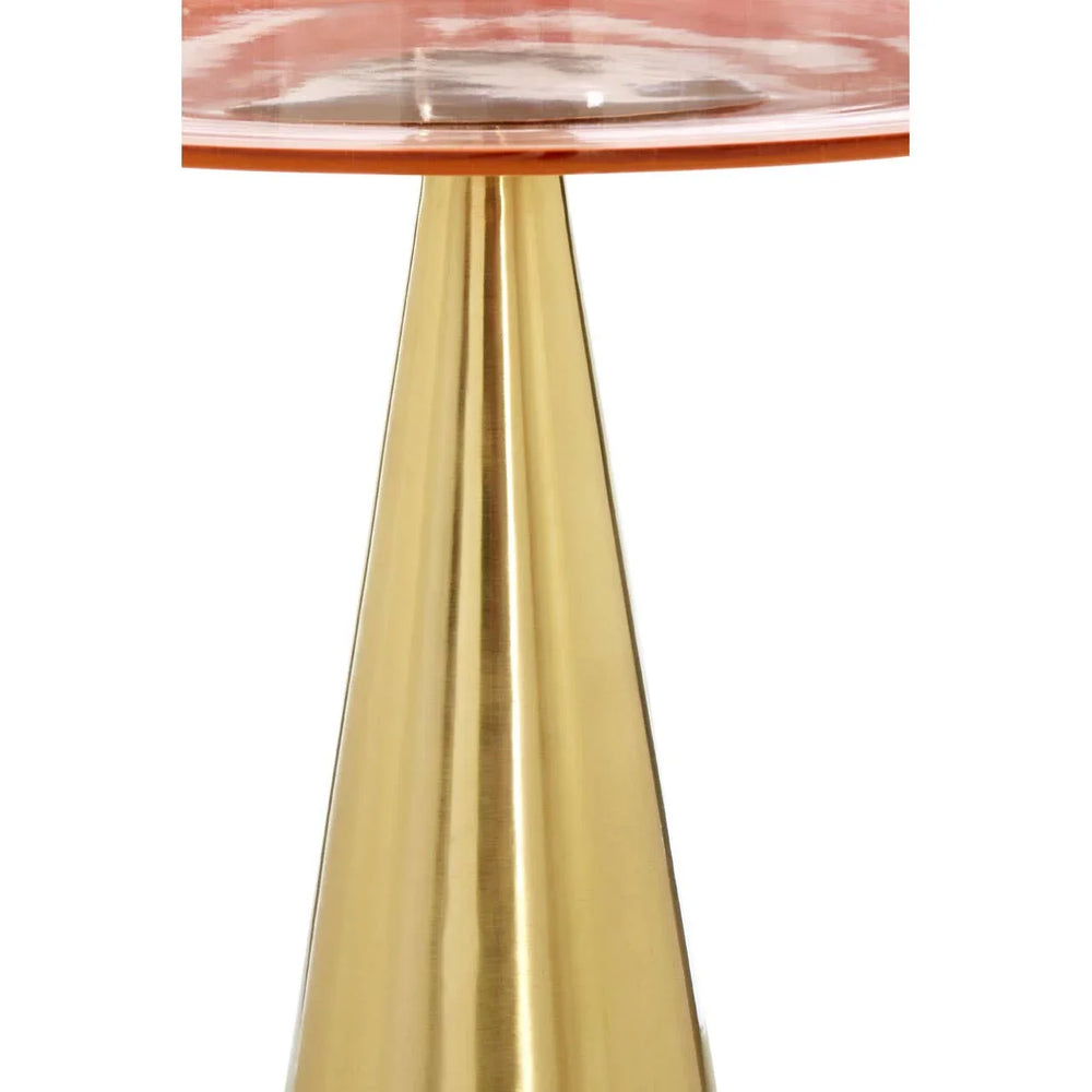 Golden Cone Glass Side Table
