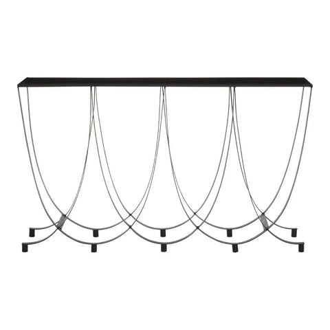 Curved Base Black Glass Console
