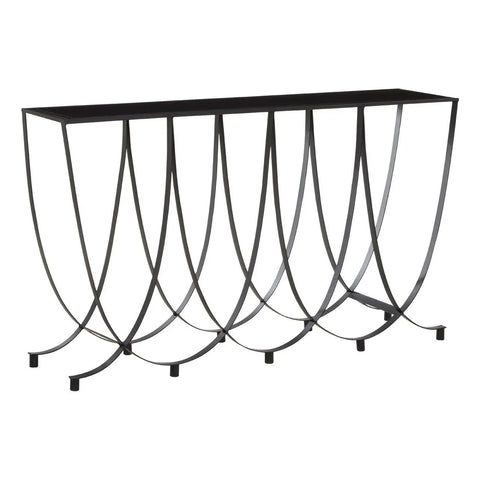 Curved Base Black Glass Console