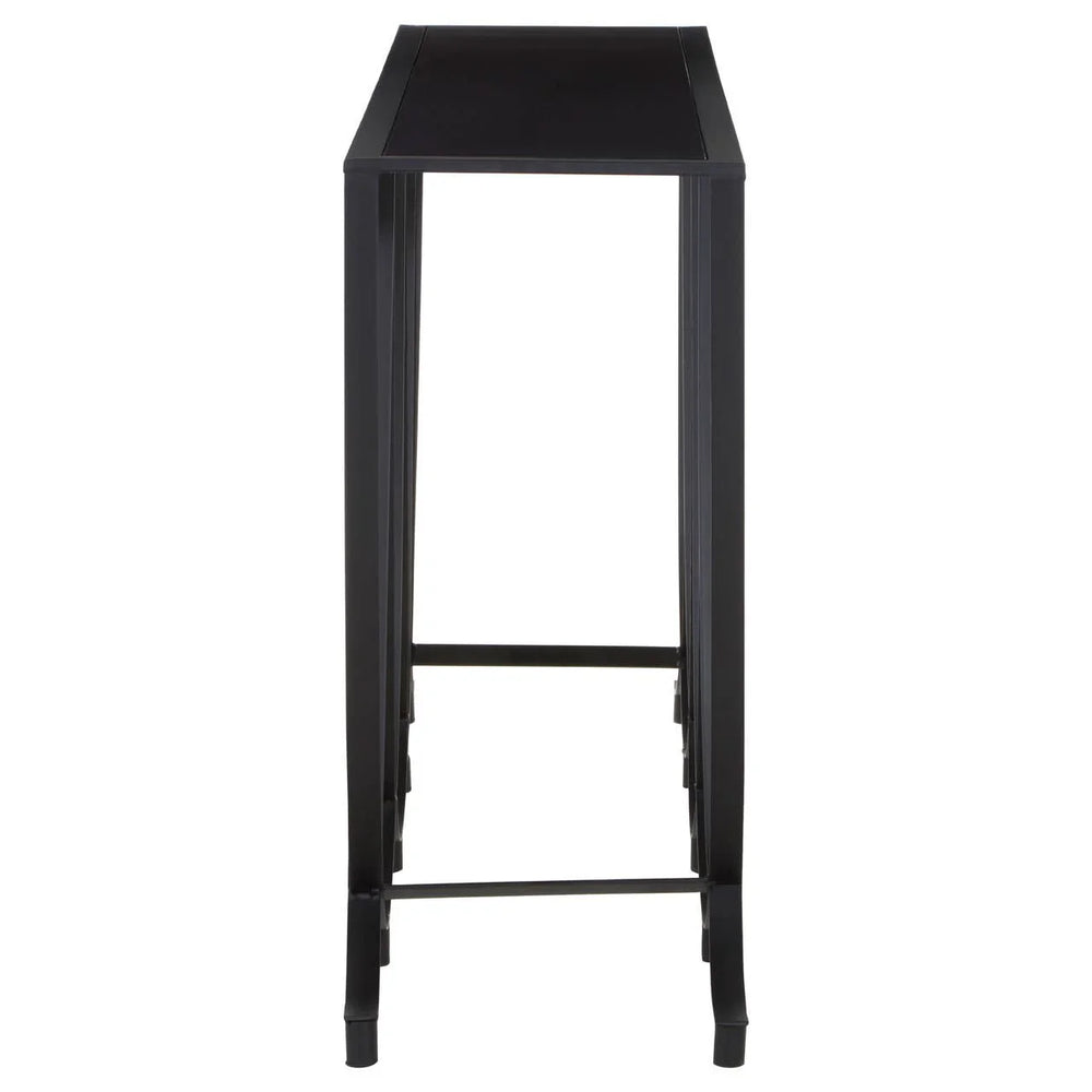 Curved Base Black Glass Console