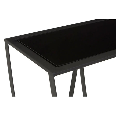Curved Base Black Glass Console