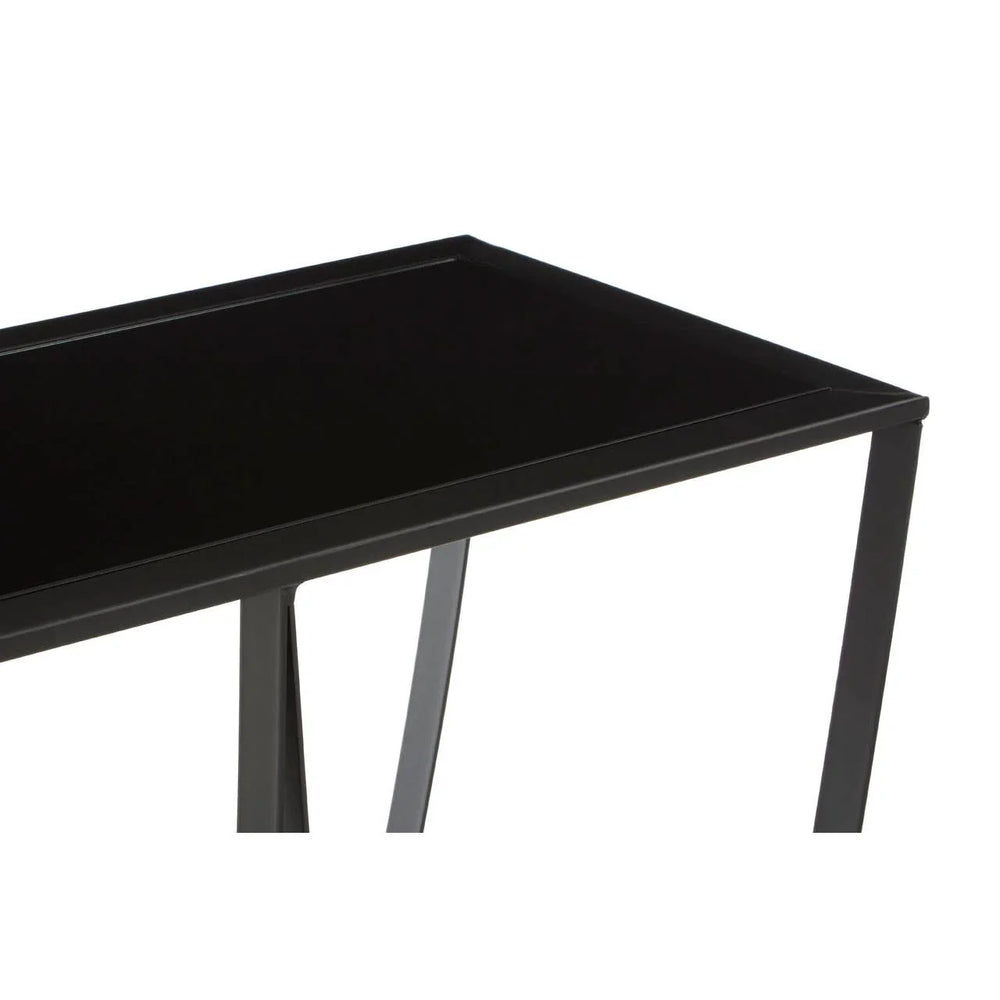 Curved Base Black Glass Console
