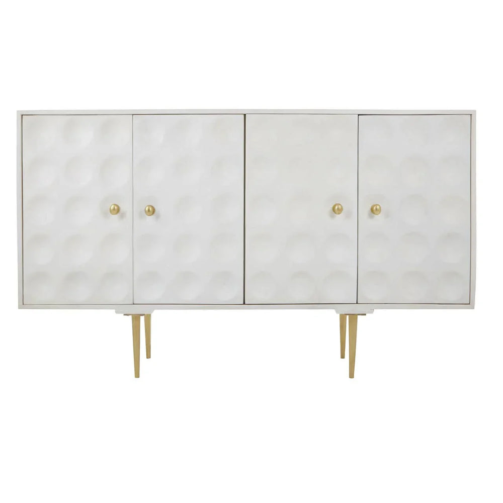 Golden Accent Mango Wood Sideboard with Unique Door Design