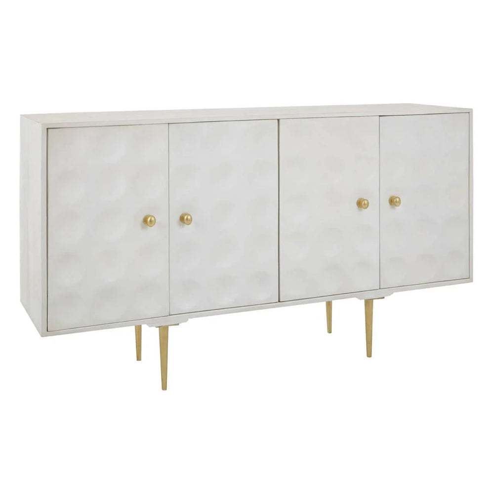 Golden Accent Mango Wood Sideboard with Unique Door Design