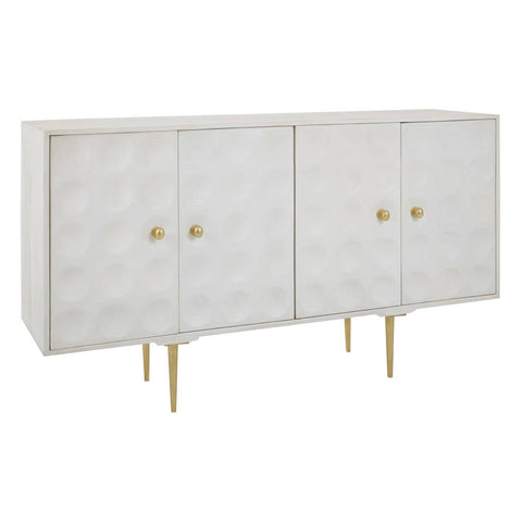 Golden Accent Mango Wood Sideboard with Unique Door Design