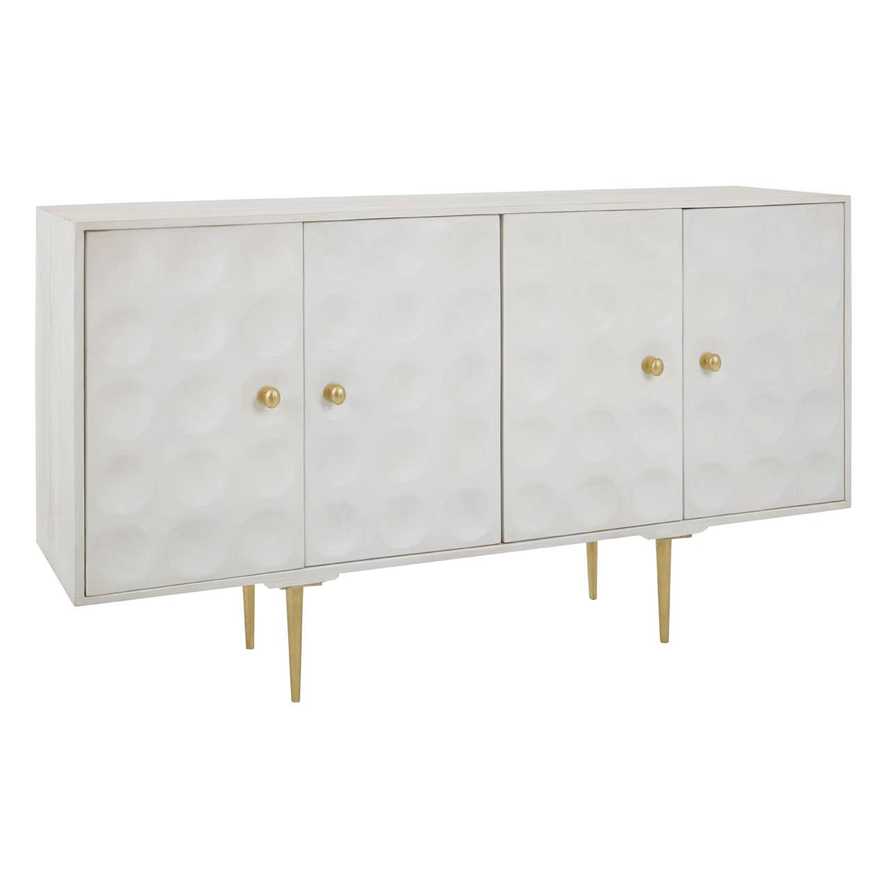 Golden Accent Mango Wood Sideboard with Unique Door Design