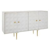 Golden Accent Mango Wood Sideboard with Unique Door Design