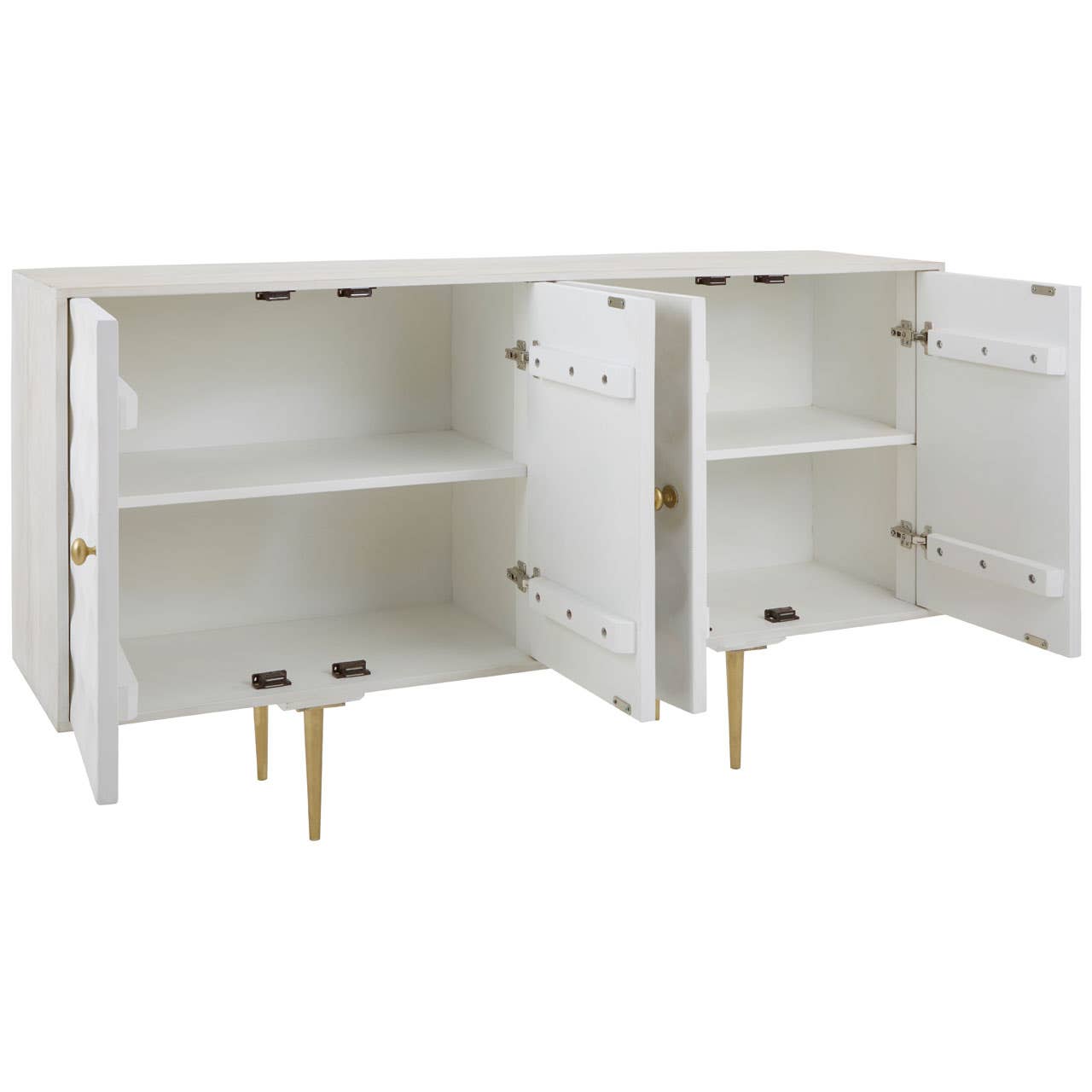 Golden Accent Mango Wood Sideboard with Unique Door Design