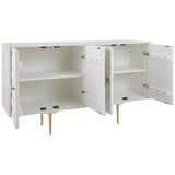 Golden Accent Mango Wood Sideboard with Unique Door Design